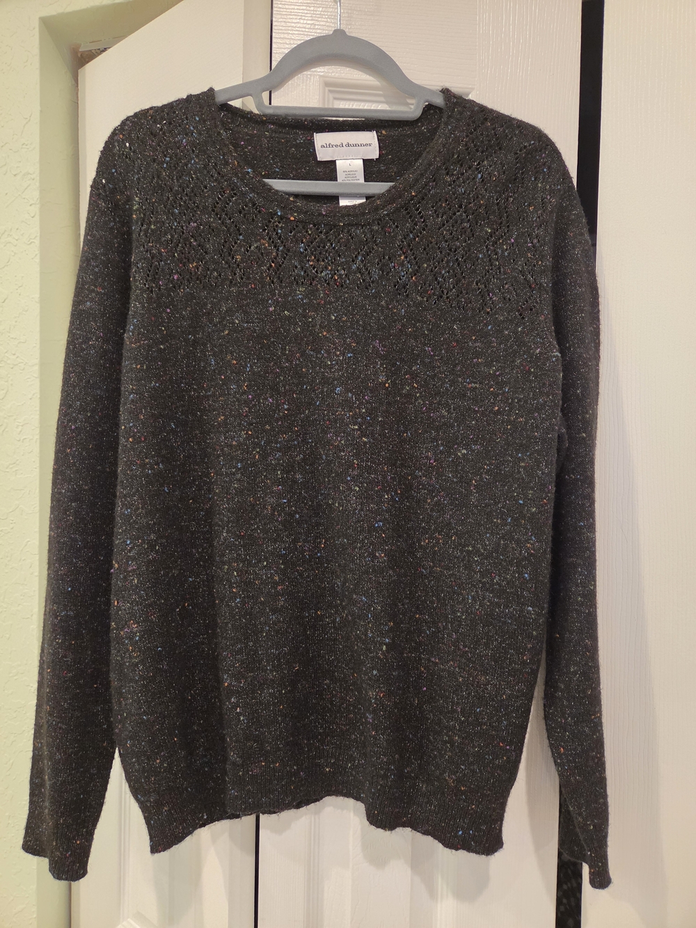 Grannycore Alfred Dunner Dark Gray Speckled Crewneck Sweater